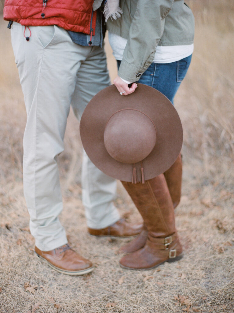 detail of brown floppy hat 