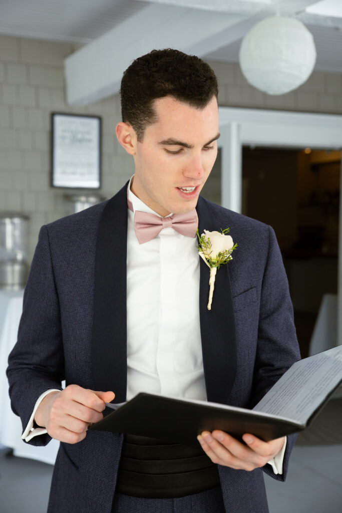 officiant looking at notes 