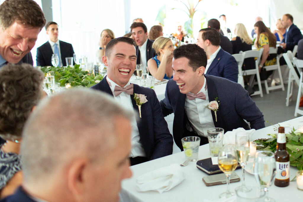 groomsmen laughing