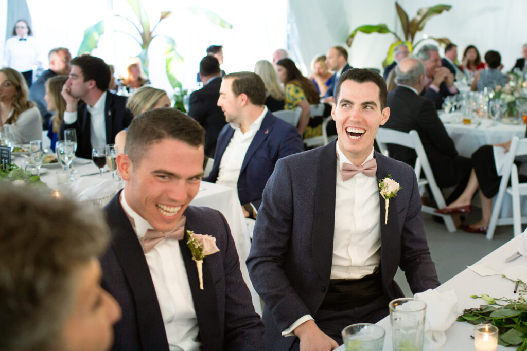 groomsmen laughing