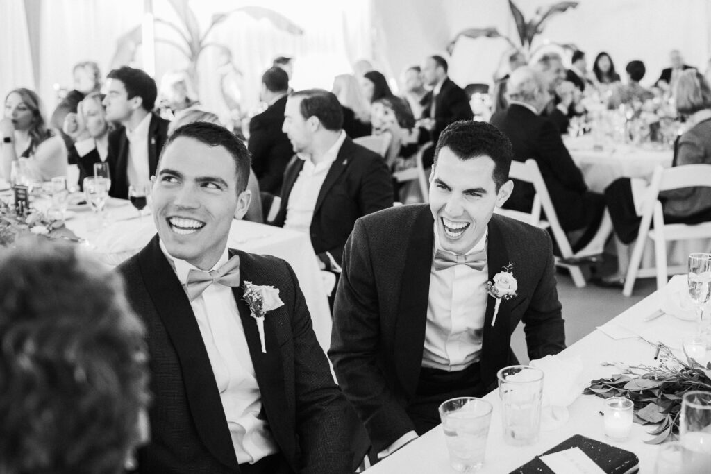 groomsmen laughing