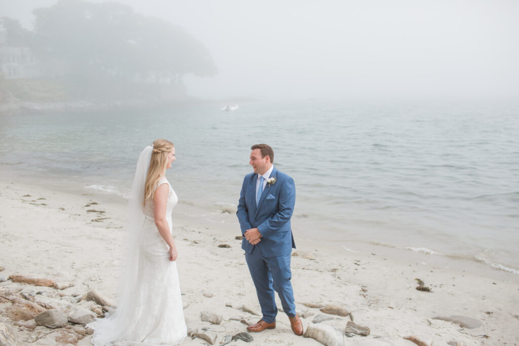 bride and groom first look