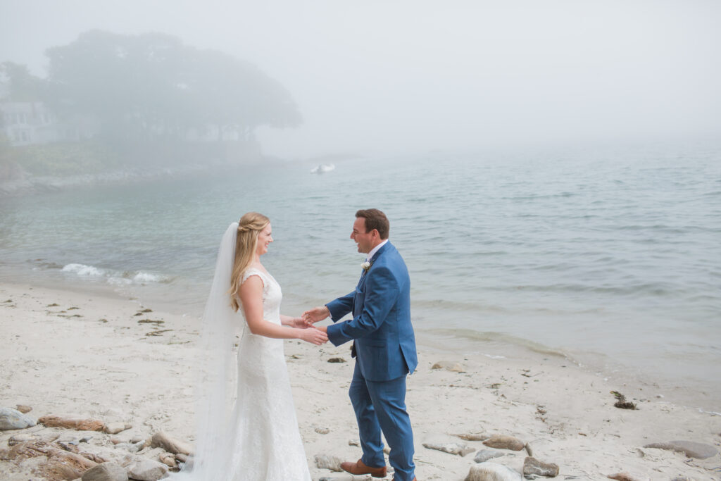 bride and groom first look