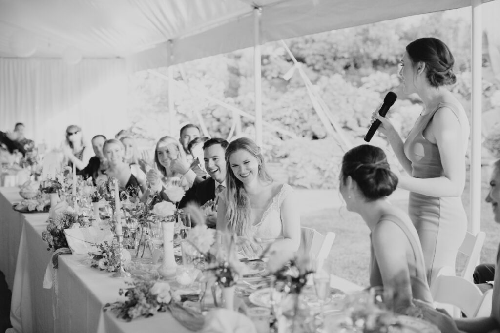 maid of honor giving the toast