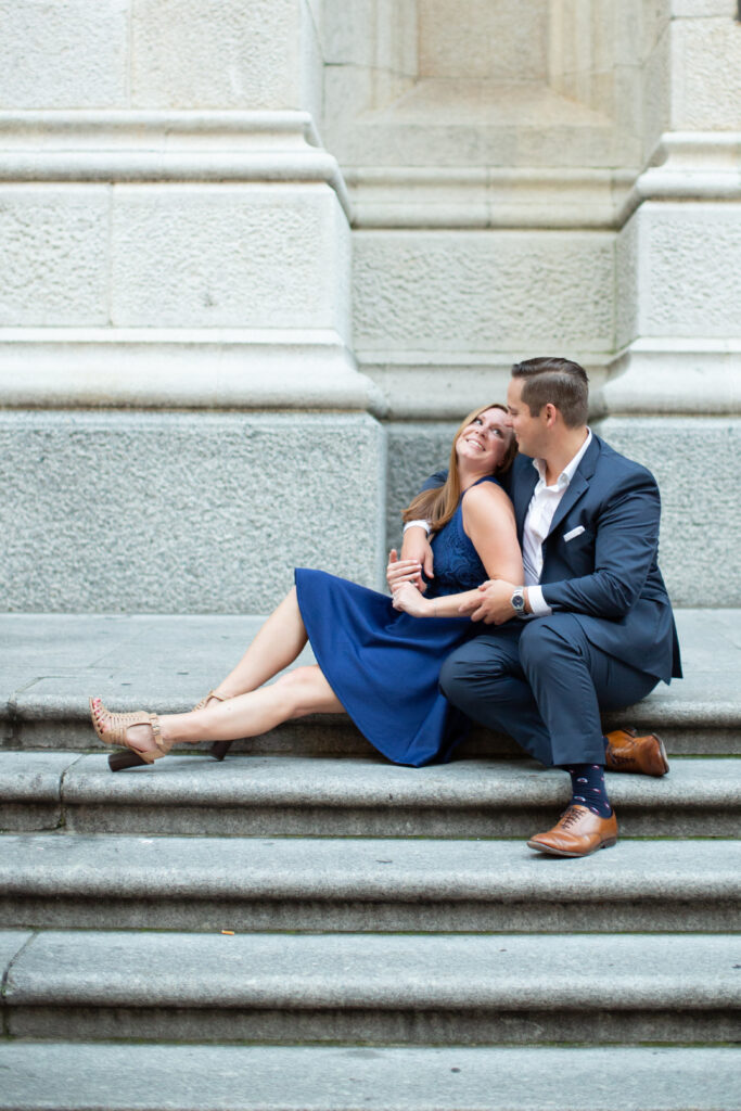 couple sitting on steps together 