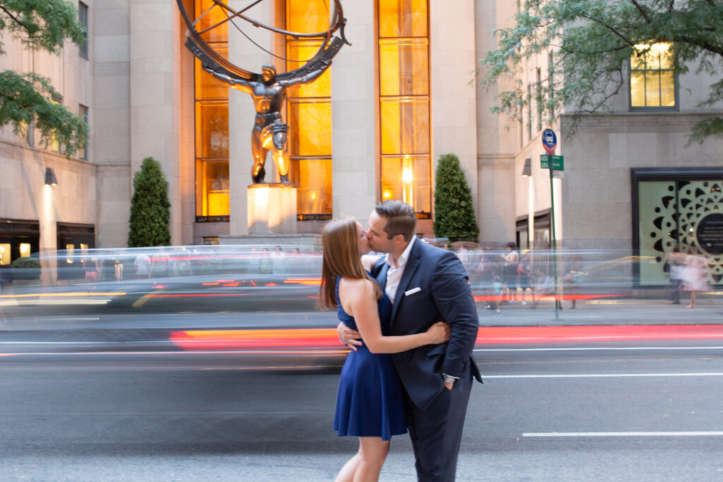 couple at night in new york city 