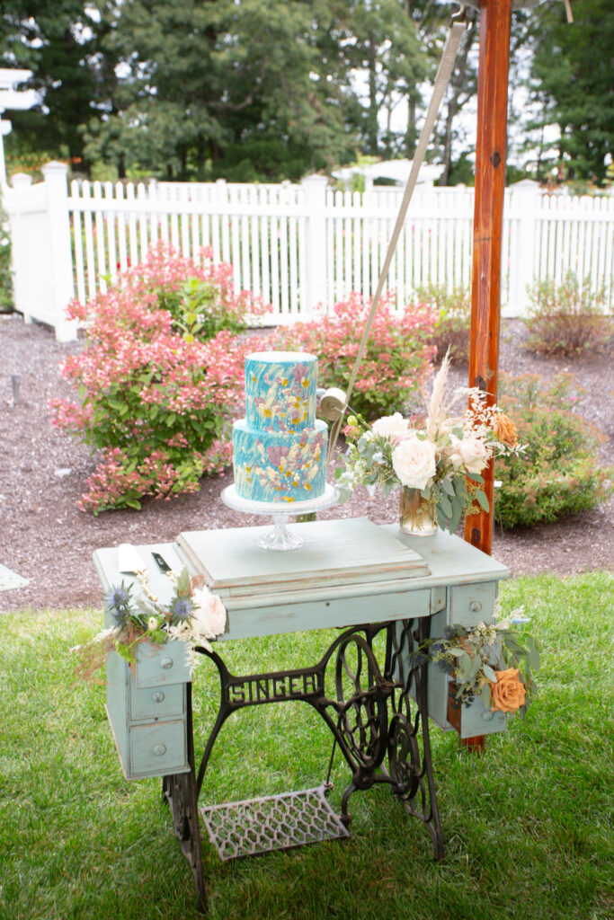 textured colored wedding cake 