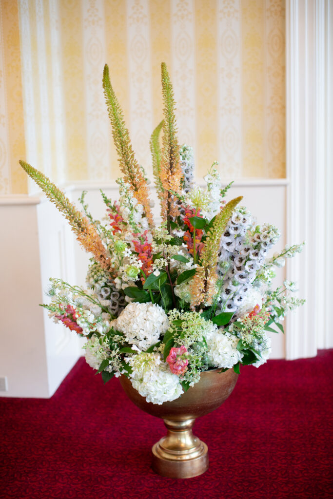 ceremony flowers in entryway 