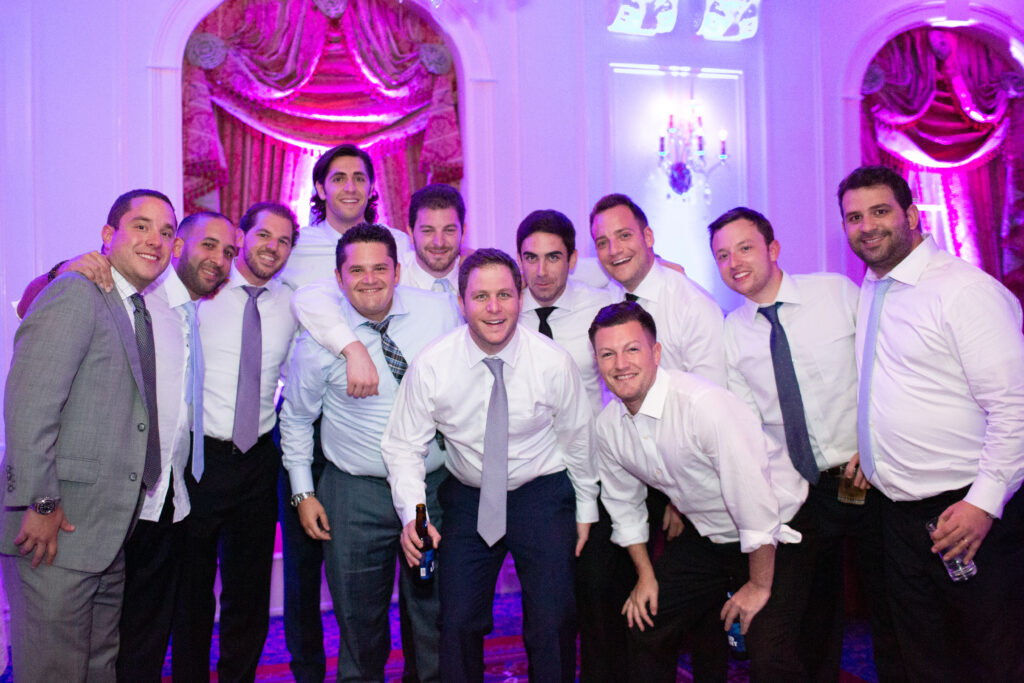 groomsmen with college friends 