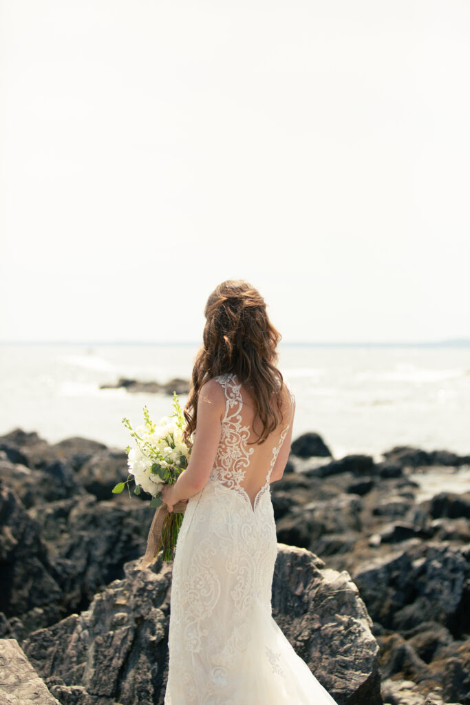 lace back of brides dress 