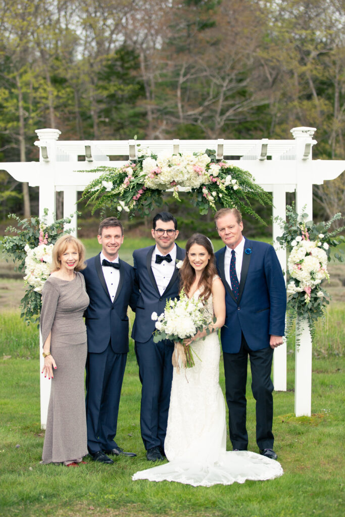 bride and groom and brides family 