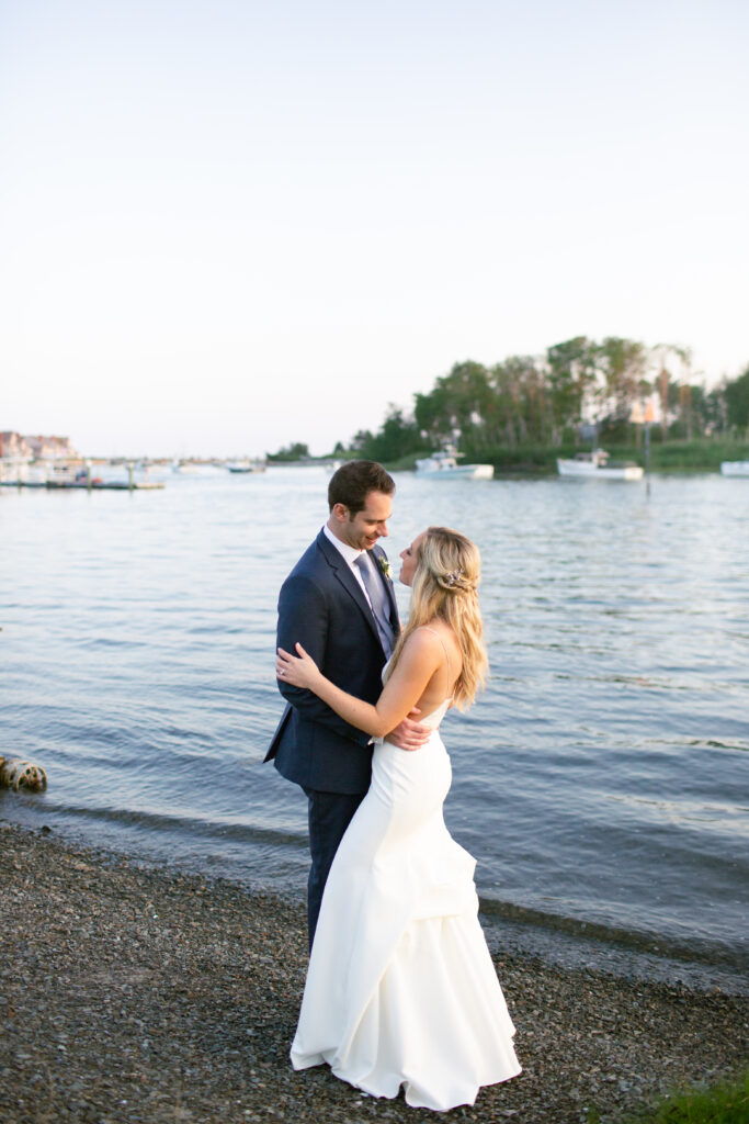 bride and groom on the beach 