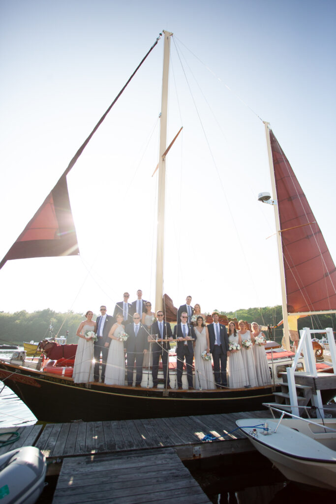 wedding party on the sailboat 