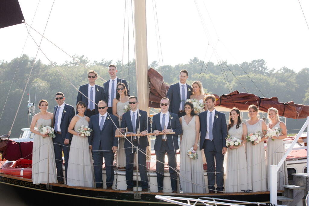 wedding party on the sailboat 