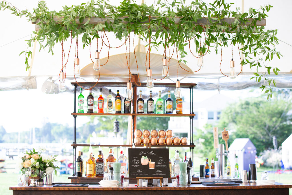 custom bar with Edison bulb copper installation 