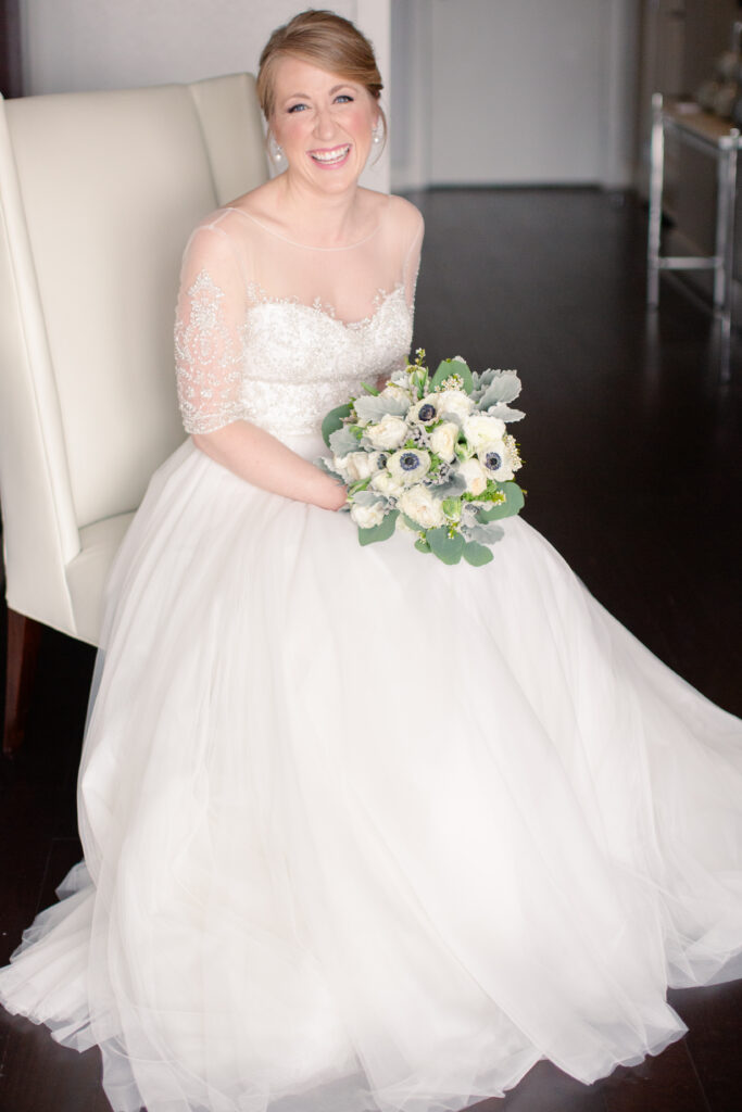 bride smiling at camera 