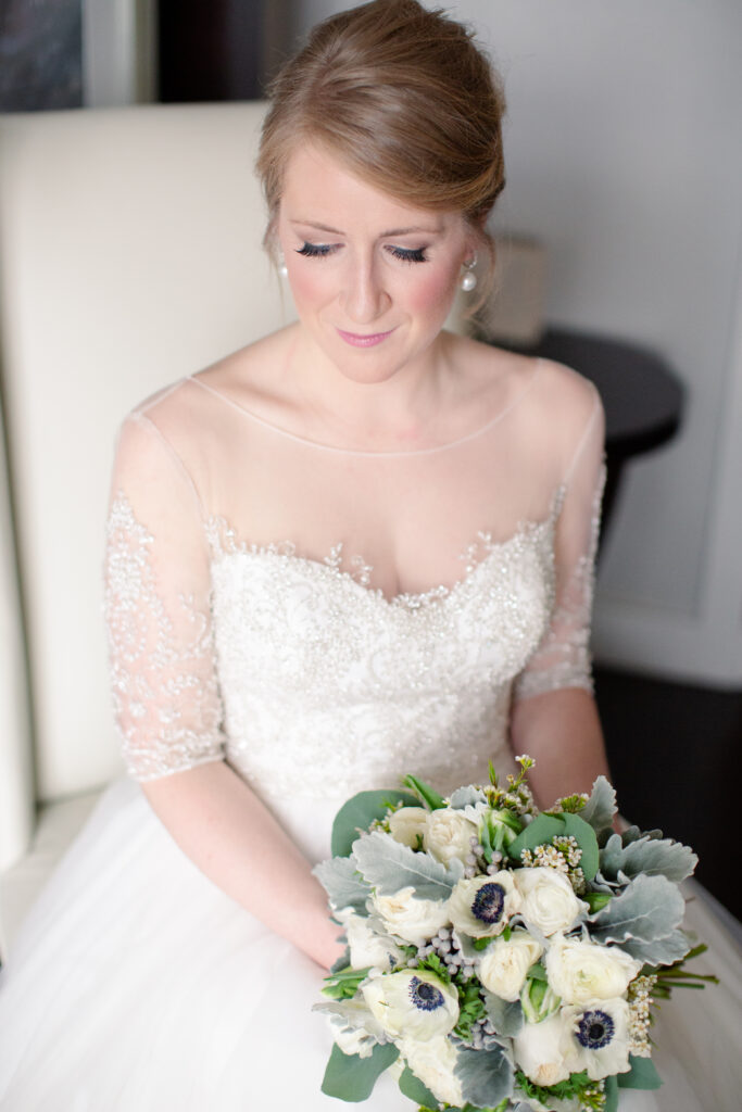 bride looking down