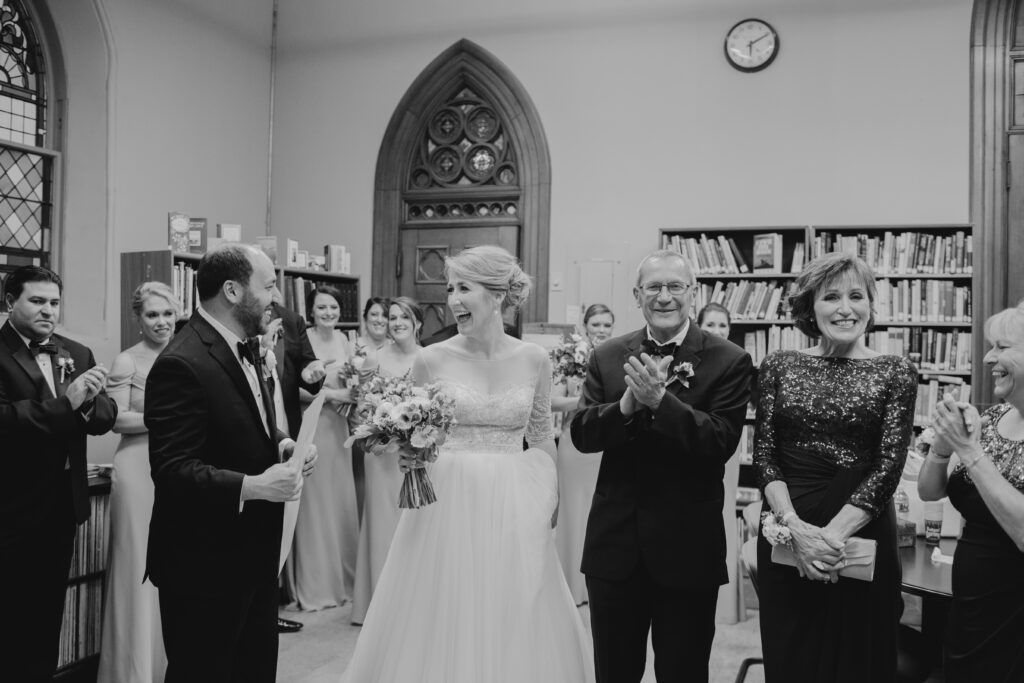 family celebrating after ketubah is signed