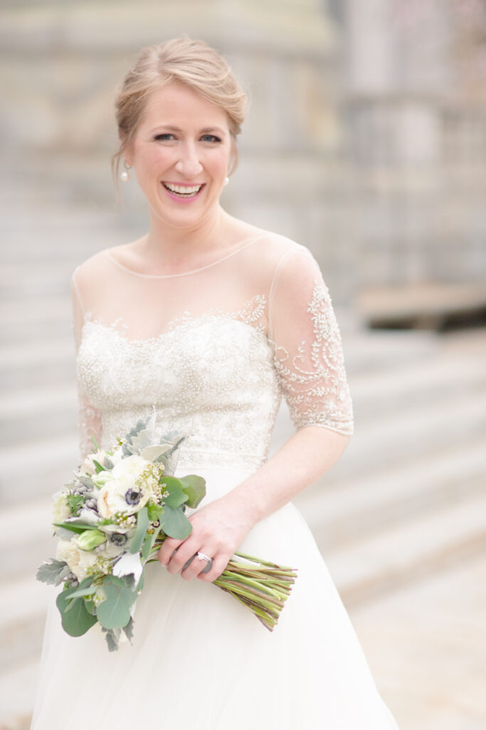 portrait of bride smiling at camera 