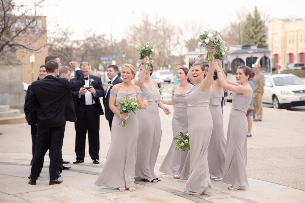 wedding party celebrating 