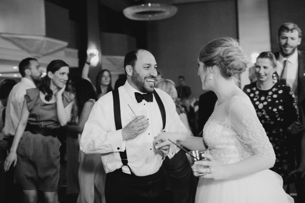 bride and groom dancing